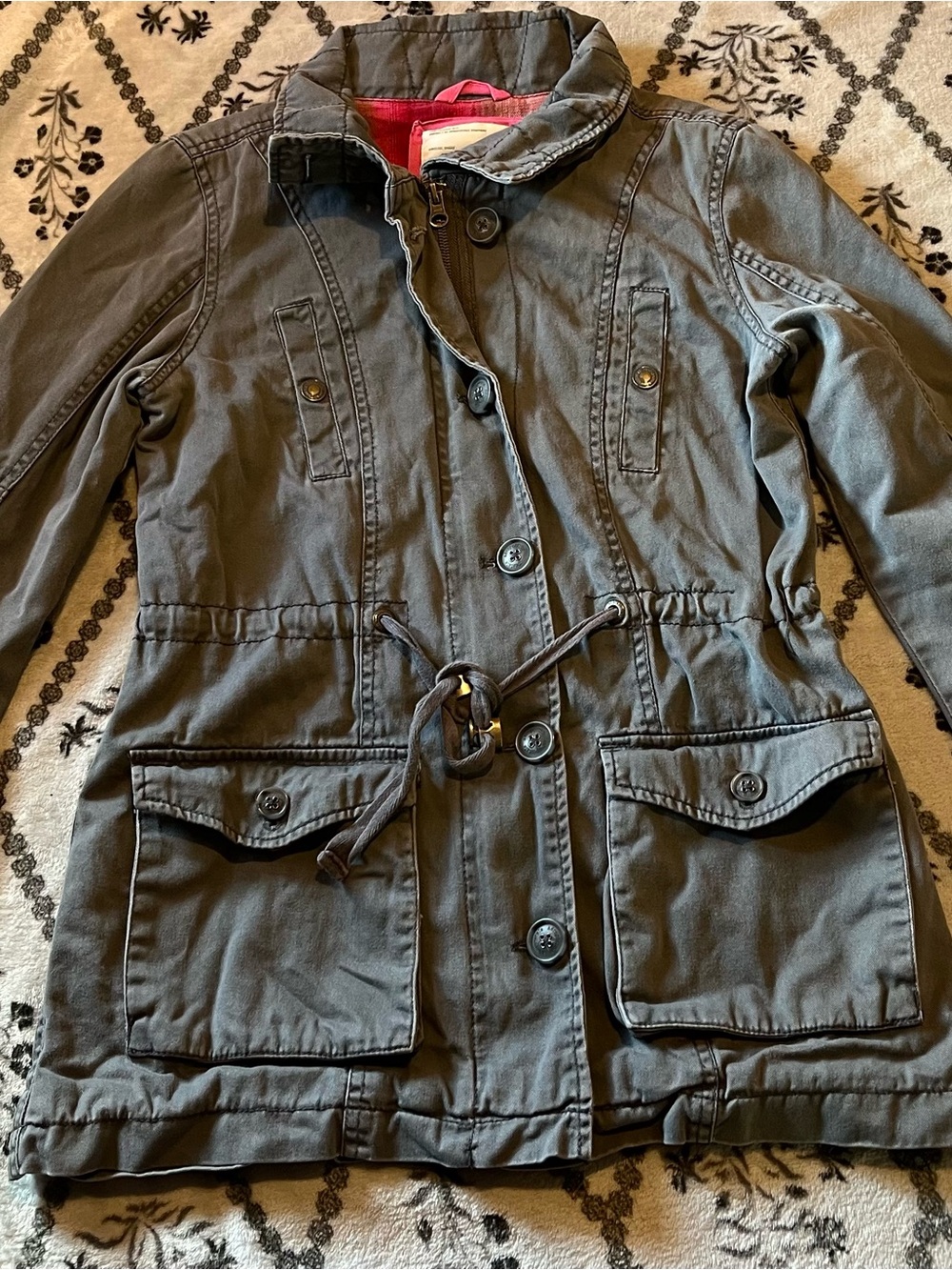 Aeropostale Gray Utility Drawstring Jacket